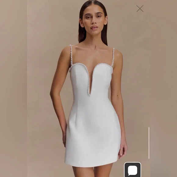 MESHKI - Kingsley Beaded Neckline Mini Dress - Picture 2 of 5